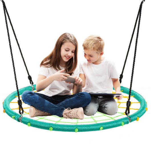 40 Inch Spider Web Tree Swing Kids Outdoor Play Set with Adjustable Ropes-Green Supply