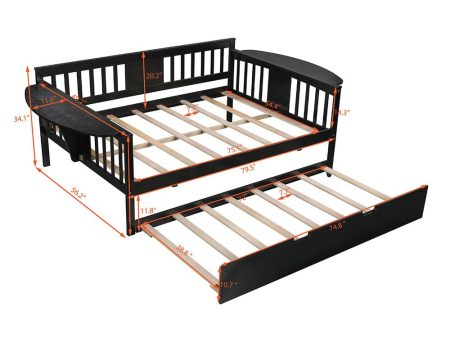 Espresso Wood Bed Frame with Trundle Supply