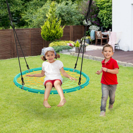 40 Inch Spider Web Tree Swing Kids Outdoor Play Set with Adjustable Ropes-Green Supply