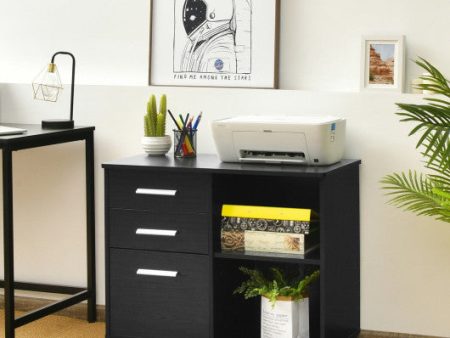 3-Drawer Mobile Lateral File Cabinet Printer Stand-Black For Discount