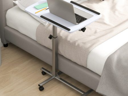 Adjustable Angle Height Rolling Laptop Table-White For Discount