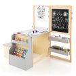 Kids Art Center Wooden Table Bench Set-Gray Fashion