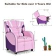 Kids Leather Recliner Chair with Side Pockets-Pink Fashion