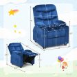 Kids PU Leather Velvet Fabric Kids Recliner Chair with Cup Holders-Light Blue Hot on Sale