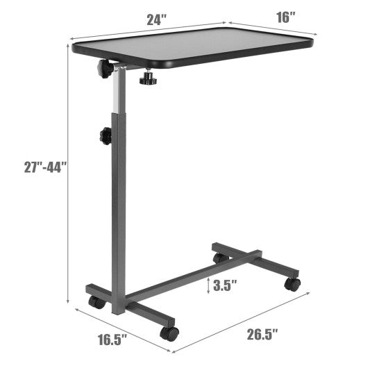 Gray Overbed Rolling Table Food Tray Supply