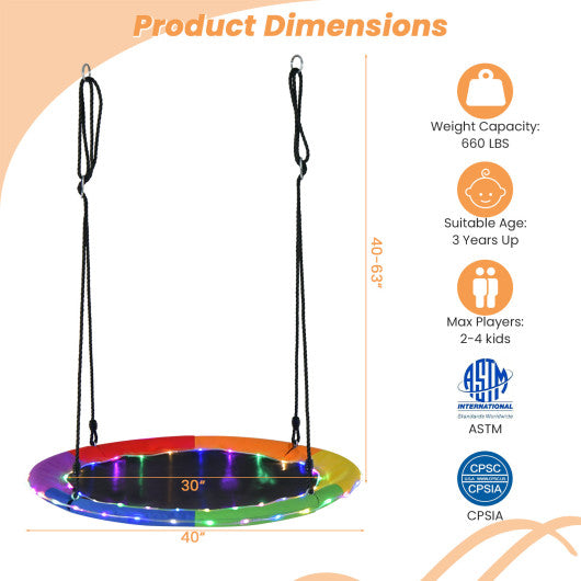 40 Inches Saucer Tree Swing for Kids and Adults-Multicolor For Cheap