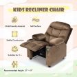 Kids PU Leather Velvet Fabric Kids Recliner Chair with Cup Holders-Light Brown Online Sale