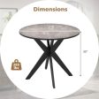 36-Inch Mid Century Modern Kitchen Table with Faux Marble Tabletop and Solid Rubber Wood Legs-Black Online Hot Sale