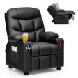 PU Leather Kids Recliner Chair with Cup Holders and Side Pockets-Black Online Hot Sale