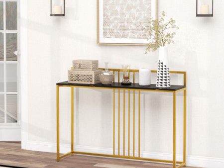 47 Inches Modern Console Table with Steel Frame and Storage Shelf-Black on Sale