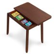 Mid Century Folding Dining Table for 4 People Extendable Kitchen Table with Hidden Storage-Brown on Sale