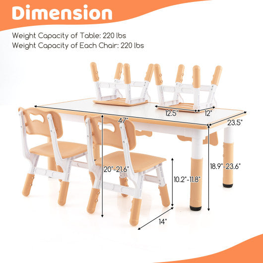 Kids Table and Chairs Set for 4 with Graffiti Desktop-Natural Online Hot Sale