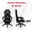 Gaming Chair Racing Style Swivel Chair with Footrest and Adjustable Lumbar Pillow-Black Online Hot Sale