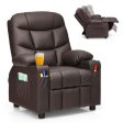 PU Leather Kids Recliner Chair with Cup Holders and Side Pockets-Brown Online Hot Sale