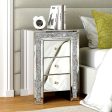 27  Silver Three Drawer Mirrored Nightstand Online now