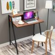 2 Tier Computer Desk PC Laptop Table Study Writing Home Office Workstation New-Walnut Cheap