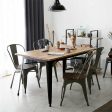 4 Pieces Tolix Style Metal Dining Side Chair Stackable Wood Seat-Black Sale