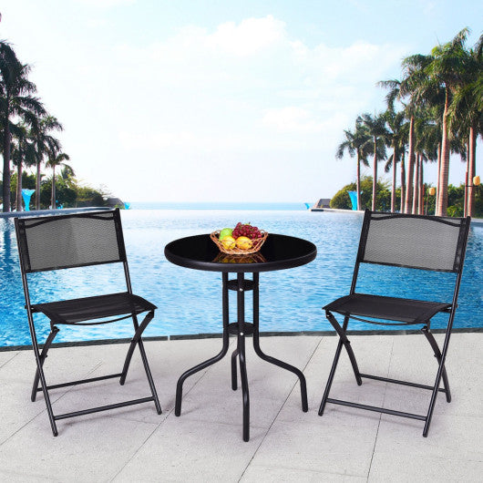 3 Pieces Folding Bistro Table Chairs Set for Indoor and Outdoor Cheap