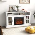 Fireplace TV Stand for TVs Up to 65 Inch with Side Cabinets and Remote Control-White For Cheap