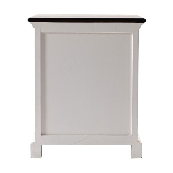 Distressed White and Deep Brown Nightstand With Shelves Cheap