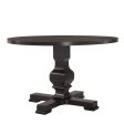 47  Black Rounded Solid Wood Pedestal Base Dining Table For Discount