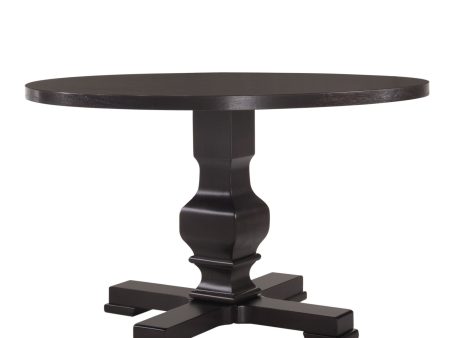 47  Black Rounded Solid Wood Pedestal Base Dining Table For Discount