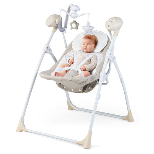 Electric Foldable Baby Rocking Chair with Adjustable Backrest-Beige Supply