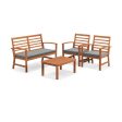 4 Pieces Outdoor Furniture Set with Stable Acacia Wood Frame-Gray Online