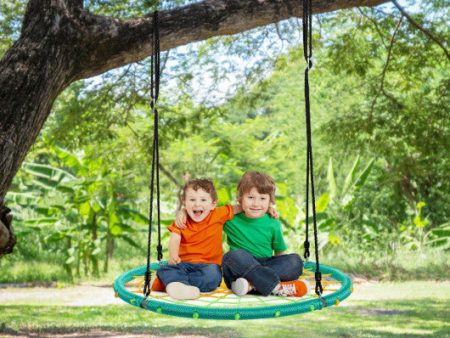 40 Inch Spider Web Tree Swing Kids Outdoor Play Set with Adjustable Ropes-Green Supply