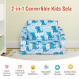 2-in-1 Convertible Kids Sofa with Velvet Fabric-Light Blue For Discount