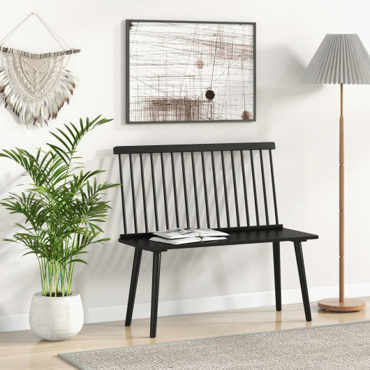 Entryway Bench for 2 with Spindle Back for Kitchen Dining Room Hallway-Black Online now