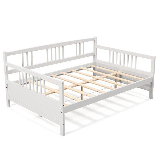 Full Size Metal Daybed Frame with Guardrails-White Sale