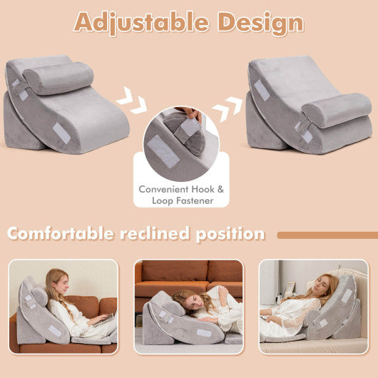 6 Pieces Orthopedic Bed Wedge Pillow Set for Back Neck Leg-Gray Online Hot Sale