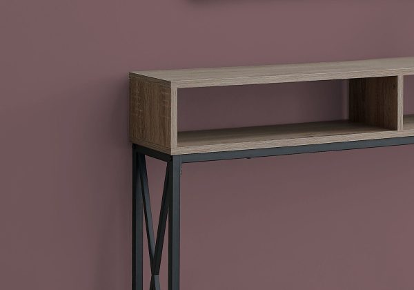 47  Taupe and Black Frame Console Table With Shelves Online now