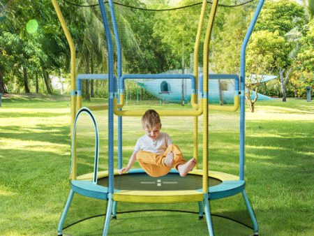 Mini Trampoline for Kids with Safety Enclosure Net and Foam Handles-Yellow Online