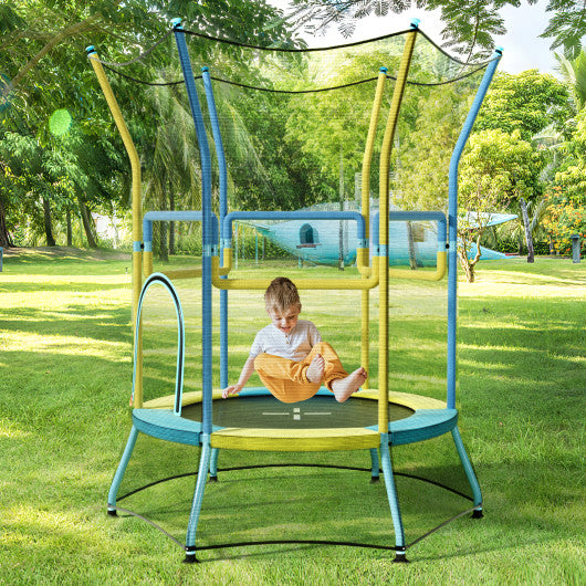 Mini Trampoline for Kids with Safety Enclosure Net and Foam Handles-Yellow Online