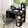 Modern Computer Desk with Storage Bookshelf and Hutch for Home Office-Black Discount