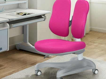 Adjustable Height Student Chair with Sit-Brake Casters and Lumbar Support for Home and School-Pink Online now