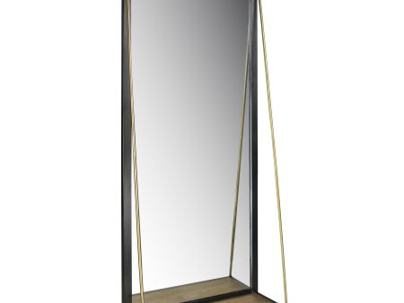 Black Metal Mirror with Shelf For Sale