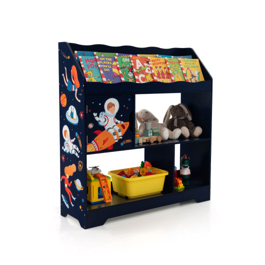 Kids Toy Storage Organizer with Book Shelf and Storage Cabinet-Navy Hot on Sale