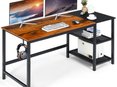 59 Inch Home Office Computer Desk with Removable Storage Shelves-Rustic Brown Online