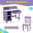 Kids Wooden Writing Furniture Set with Drawer and Storage Cabinet-Purple Cheap