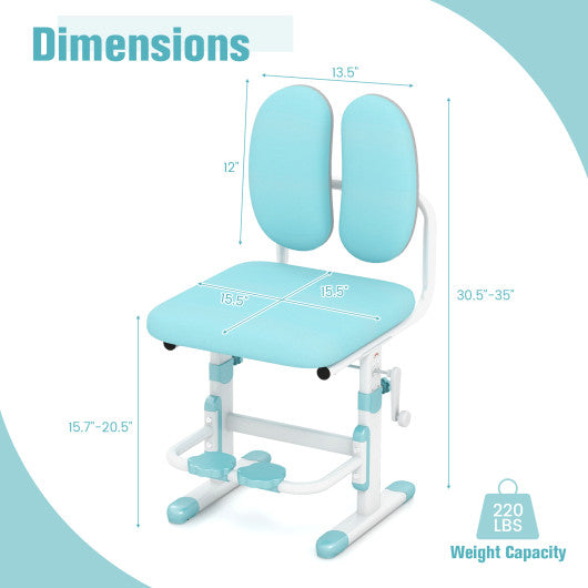 Ergonomic Height-adjustable Kids Study Chair with Double Back Support-Blue Online Sale