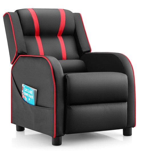 Kids Recliner Chair with Side Pockets and Footrest-Red on Sale