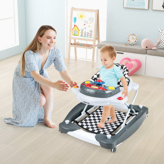 6 in 1 Foldable Baby Walker with Adjustable Height-Gray Cheap