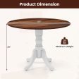 Wooden Dining Table with Round Tabletop and Curved Trestle Legs-Walnut & White Fashion