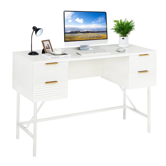 48 Inch Home Office Computer Desk with 4 Drawers-White For Discount