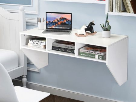 Wall Mounted Floating Computer Table Desk Storage Shelf-White Supply