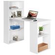 Computer Desk Writing Workstation Office with 6-Tier Storage Shelves-White Online Hot Sale