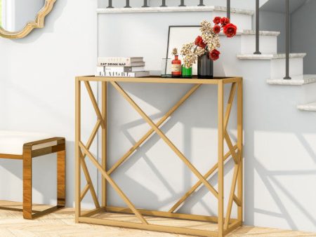 31.5 Inch Golden Heavy-duty Metal Frame Entryway Table with Foot Pads-Black Fashion